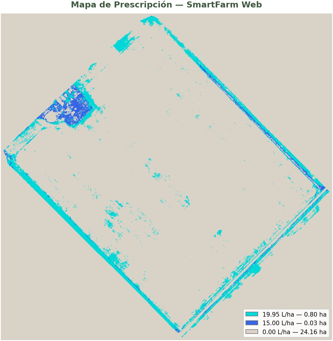Mapa de prescripción variable: cada color es una dosis distinta, cargada directamente en el dron